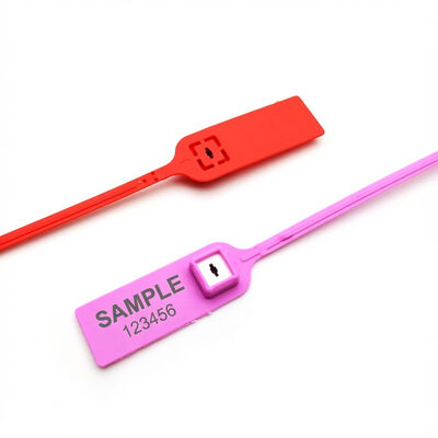 Negro 380 mm Pull Tight Barcode Safety Flat Numerated Plastic Seal Tag para Banco