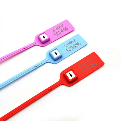 Negro 380 mm Pull Tight Barcode Safety Flat Numerated Plastic Seal Tag para Banco