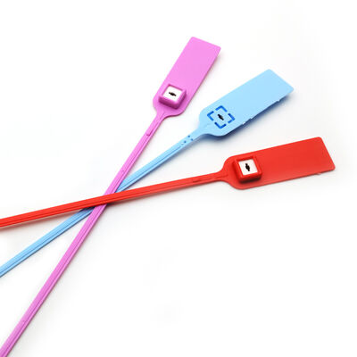 Negro 380 mm Pull Tight Barcode Safety Flat Numerated Plastic Seal Tag para Banco