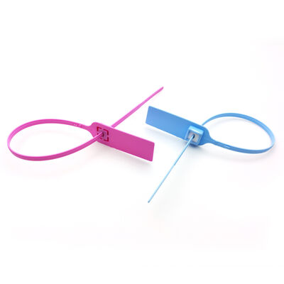 Puxar Selo de plástico apertado inserir metal cauda plana etiqueta de selo de segurança personalizado descartável