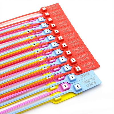 Puxar Selo de plástico apertado inserir metal cauda plana etiqueta de selo de segurança personalizado descartável